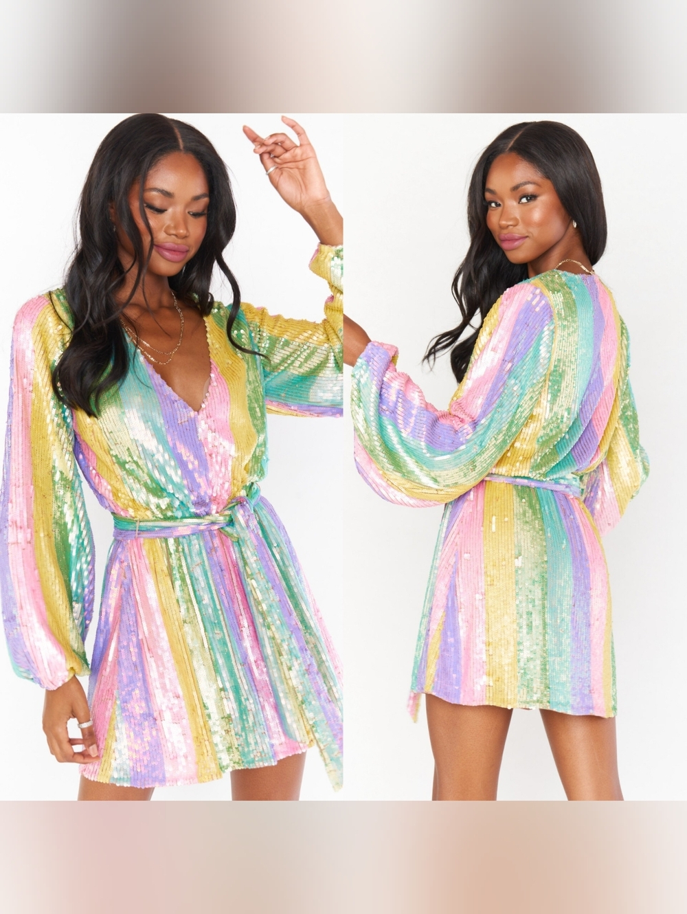 Show Me Your Mumu Wear Me Out Rainbow Stripe Sequins Dress Xs Party Feminine